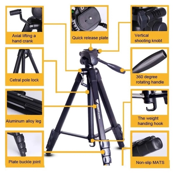 Universal Foldable and Portable Digital Camera Tripod 100BTF 65" 1635mm BY-868 - Picture 4 of 6